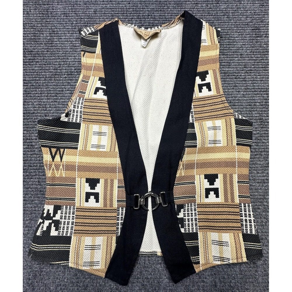 Vintage New Frontier Vest Womens Medium Brown Southwest Cotton‎ Western 90s
